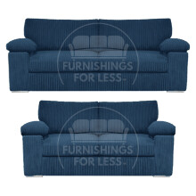 (Marine Blue) Delta Fullback Cord 3 + 2 Sofa Suite Set