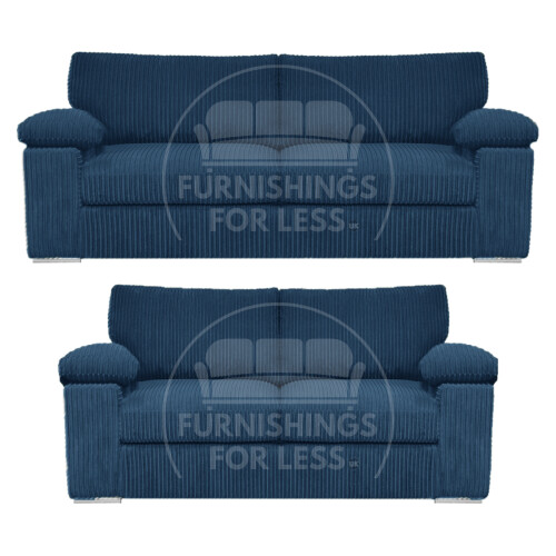 (Marine Blue) Delta Fullback Cord 3 + 2 Sofa Suite Set