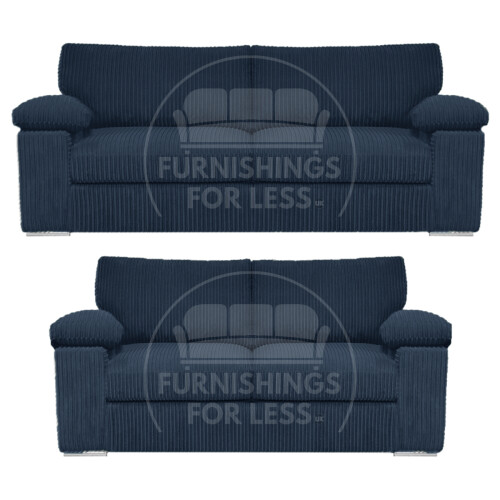 (Navy Blue) Delta Fullback Cord 3 + 2 Sofa Suite Set