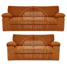 (Orange) Delta Fullback Cord 3 + 2 Sofa Suite Set