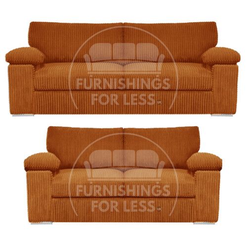 (Orange) Delta Fullback Cord 3 + 2 Sofa Suite Set