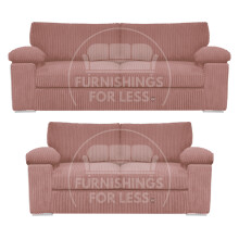 (Pink) Delta Fullback Cord 3 + 2 Sofa Suite Set