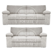 (Silver) Delta Fullback Cord 3 + 2 Sofa Suite Set