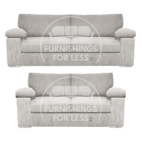 (Silver) Delta Fullback Cord 3 + 2 Sofa Suite Set