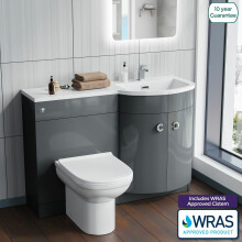 Nes Home Grey 1100mm RH Basin Sink Vanity Unit Back To Wall WC Toilet