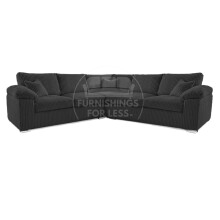 (Black, 5 Seater Symmetrical Corner) Delta Fullback Cord Corner Sofa Range