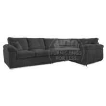 (Black, 5 Seater Right Hand Facing Corner) Delta Fullback Cord Corner Sofa Range