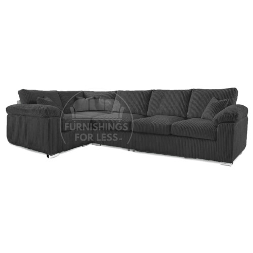 (Black, 5 Seater Left Hand Facing Corner) Delta Fullback Cord Corner Sofa Range