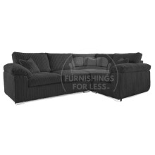 (Black, 4 Seater Right Hand Facing Corner) Delta Fullback Cord Corner Sofa Range