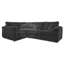 (Black, 4 Seater Left Hand Facing Corner) Delta Fullback Cord Corner Sofa Range