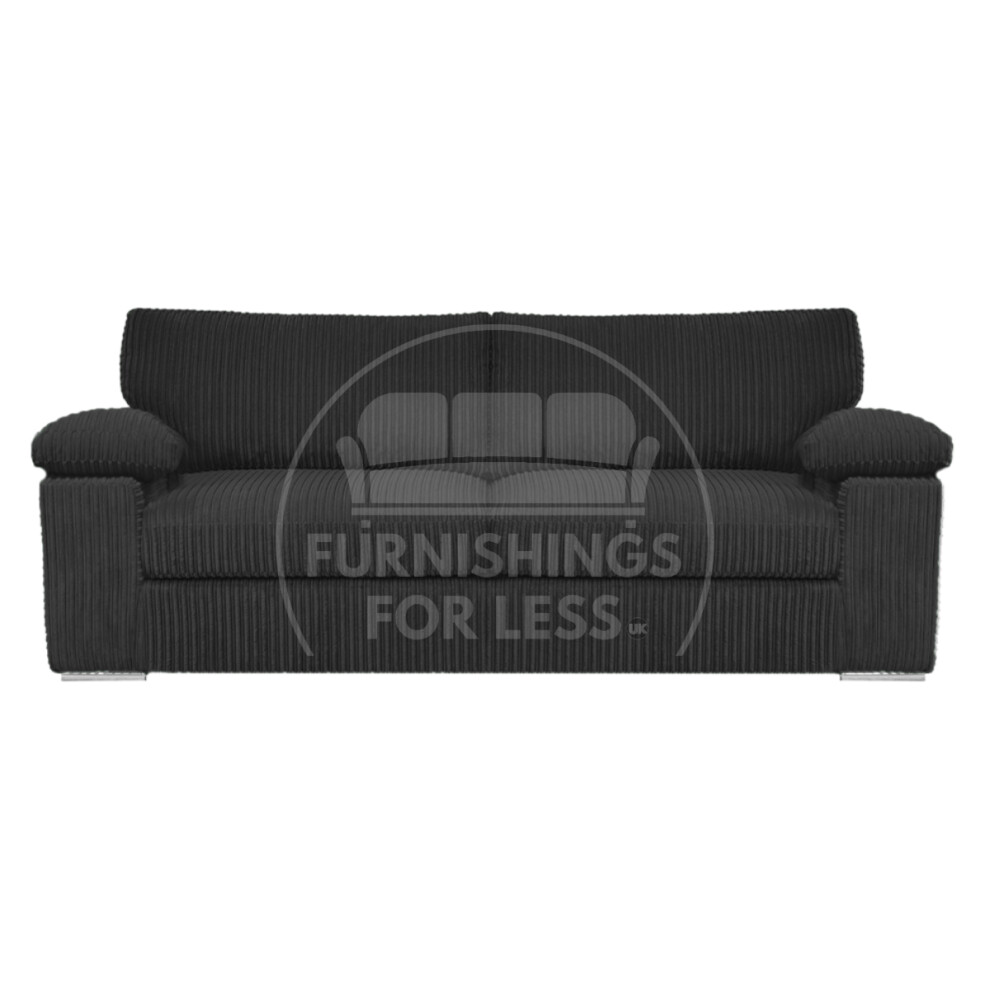 (Black, 3 Seater) Delta Fullback Cord Corner Sofa Range