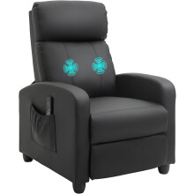 Luxury Faux Leather Recliner Armchair Massage and Adjustable Leg Rest