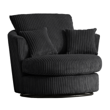 (Black, Swivel Chair) Delta Fullback Cord Corner Sofa Range