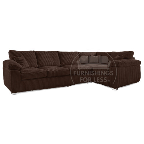 (Chocolate, 5 Seater Right Hand Facing Corner) Delta Fullback Cord Corner Sofa Range