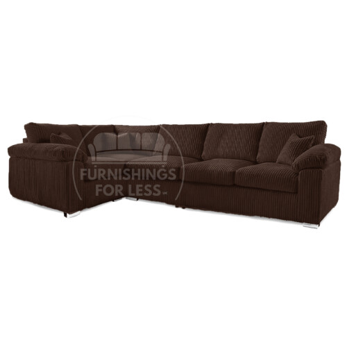 (Chocolate, 5 Seater Left Hand Facing Corner) Delta Fullback Cord Corner Sofa Range