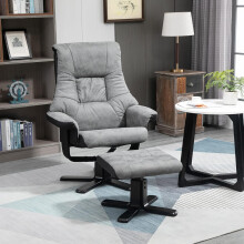 Ergonomic Recliner Chair with Footstool, 135° Swivel for Home/Office