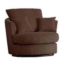(Chocolate, Swivel Chair) Delta Fullback Cord Corner Sofa Range