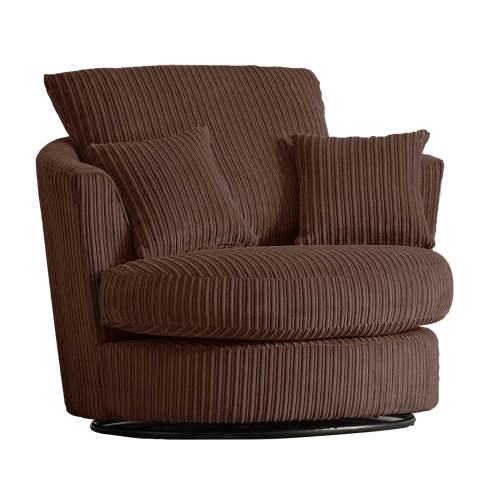 (Chocolate, Swivel Chair) Delta Fullback Cord Corner Sofa Range