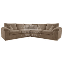 (Coffee, 5 Seater Symmetrical Corner) Delta Fullback Cord Corner Sofa Range