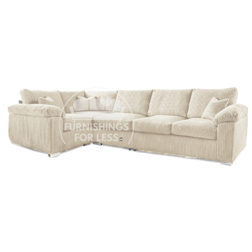(Cream, 5 Seater Left Hand Facing Corner) Delta Fullback Cord Corner Sofa Range