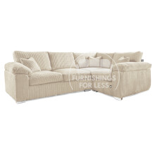(Cream, 4 Seater Right Hand Facing Corner) Delta Fullback Cord Corner Sofa Range