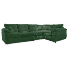 (Green, 5 Seater Right Hand Facing Corner) Delta Fullback Cord Corner Sofa Range