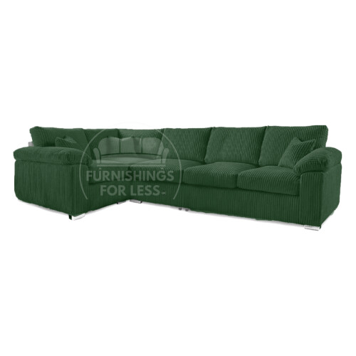 (Green, 5 Seater Left Hand Facing Corner) Delta Fullback Cord Corner Sofa Range