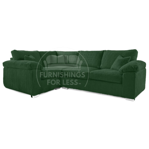 (Green, 4 Seater Left Hand Facing Corner) Delta Fullback Cord Corner Sofa Range