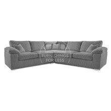 (Grey, 5 Seater Symmetrical Corner) Delta Fullback Cord Corner Sofa Range