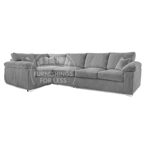 (Grey, 5 Seater Left Hand Facing Corner) Delta Fullback Cord Corner Sofa Range