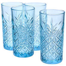 (Set of 4 Blue 450ml) 4/8 Pcs 345/450ml Timeless Whisky Tumbler Glassware Sets