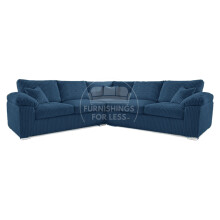 (Marine Blue, 5 Seater Symmetrical Corner) Delta Fullback Cord Corner Sofa Range