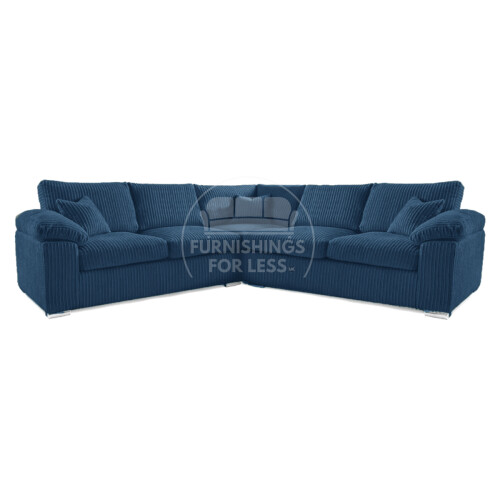 (Marine Blue, 5 Seater Symmetrical Corner) Delta Fullback Cord Corner Sofa Range