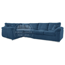 (Marine Blue, 5 Seater Left Hand Facing Corner) Delta Fullback Cord Corner Sofa Range