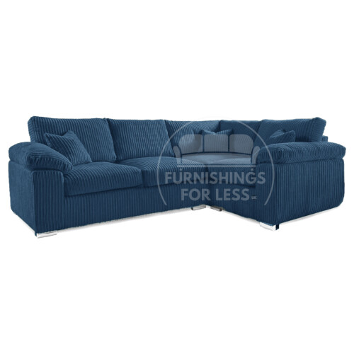 (Marine Blue, 4 Seater Right Hand Facing Corner) Delta Fullback Cord Corner Sofa Range