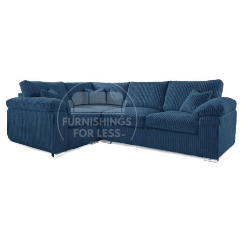 (Marine Blue, 4 Seater Left Hand Facing Corner) Delta Fullback Cord Corner Sofa Range