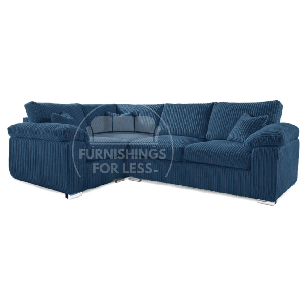 (Marine Blue, 4 Seater Left Hand Facing Corner) Delta Fullback Cord Corner Sofa Range