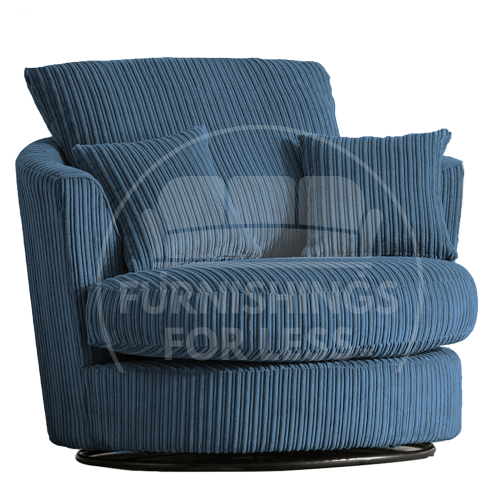 (Marine Blue, Swivel Chair) Delta Fullback Cord Corner Sofa Range