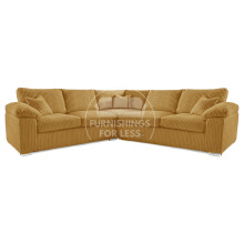 (Mustard, 5 Seater Symmetrical Corner) Delta Fullback Cord Corner Sofa Range
