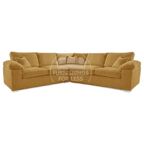 (Mustard, 5 Seater Symmetrical Corner) Delta Fullback Cord Corner Sofa Range