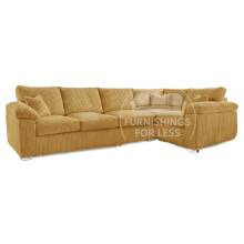 (Mustard, 5 Seater Right Hand Facing Corner) Delta Fullback Cord Corner Sofa Range