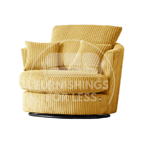 (Mustard, Swivel Chair) Delta Fullback Cord Corner Sofa Range