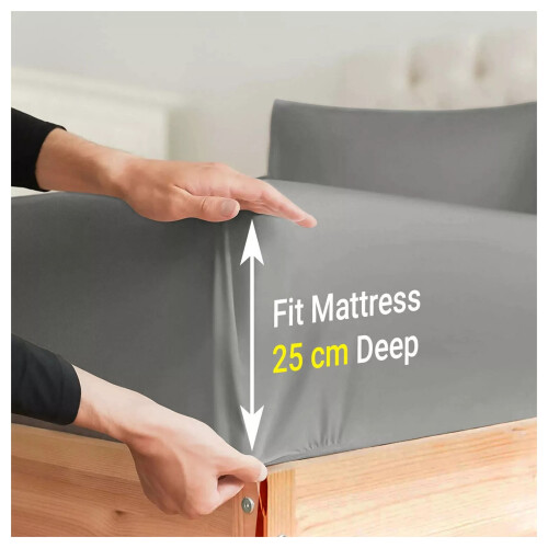 Imperial Rooms (King Fitted Sheets 25cm) Grey Fitted Sheet Bed Sheets Single Double King