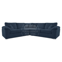 (Navy Blue, 5 Seater Symmetrical Corner) Delta Fullback Cord Corner Sofa Range