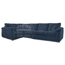 (Navy Blue, 5 Seater Left Hand Facing Corner) Delta Fullback Cord Corner Sofa Range
