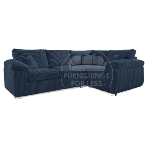 (Navy Blue, 4 Seater Right Hand Facing Corner) Delta Fullback Cord Corner Sofa Range