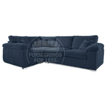 (Navy Blue, 4 Seater Left Hand Facing Corner) Delta Fullback Cord Corner Sofa Range