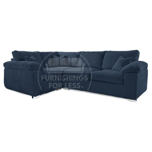 (Navy Blue, 4 Seater Left Hand Facing Corner) Delta Fullback Cord Corner Sofa Range