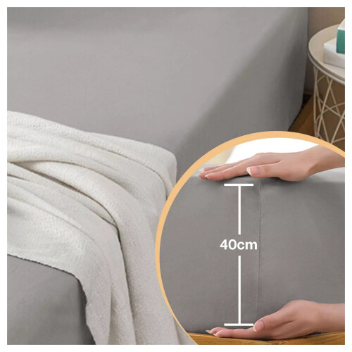 Imperial Rooms (King Fitted Sheets 40cm) Grey Fitted Sheet Bed Sheets Single Double King