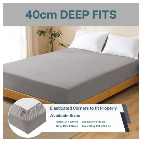 Imperial Rooms (King Fitted Sheets 40cm) Grey Fitted Sheet Bed Sheets Single Double King 2